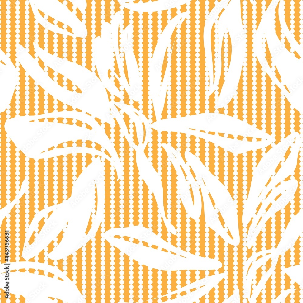 Orange Floral Seamless Pattern with striped Background Orange Floral Seamless Pattern with striped Background