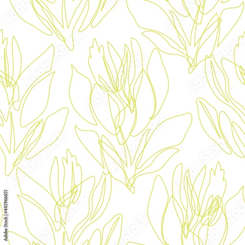 Yellow Floral Seamless Pattern Background