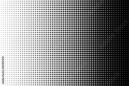 Dot perforation texture. Dots halftone pattern. Fade shade background. Noise gradation. Black pattern isolated on white background for overlay effect. Design comic. Gradient point. Vector illustration