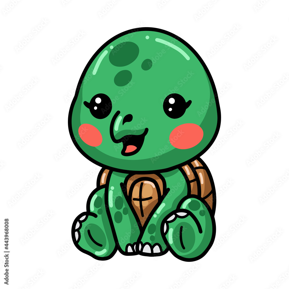 Fototapeta premium Cute baby turtle cartoon sitting