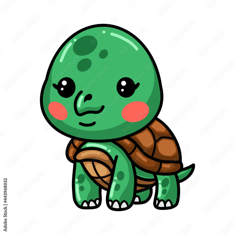 Fototapeta premium Cute baby turtle cartoon posing
