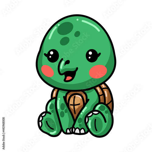 Cute baby turtle cartoon sitting