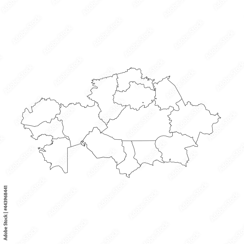 Kazakhstan map, isolated on white background. Black map template. Simplified world map with round