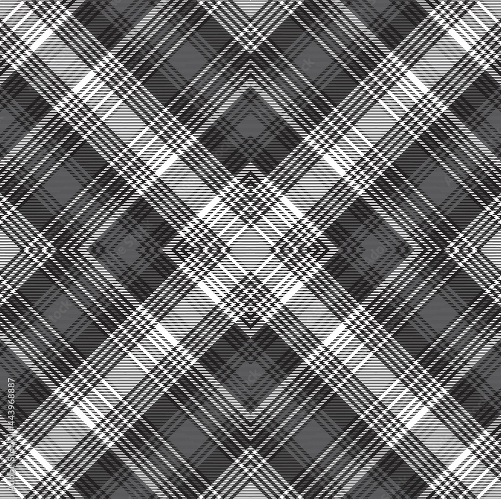 Fototapeta premium Black and White Argyle Plaid Tartan textured Seamless Pattern Design