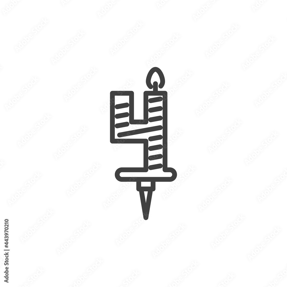 Four years birthday candle line icon Four years birthday candle line icon