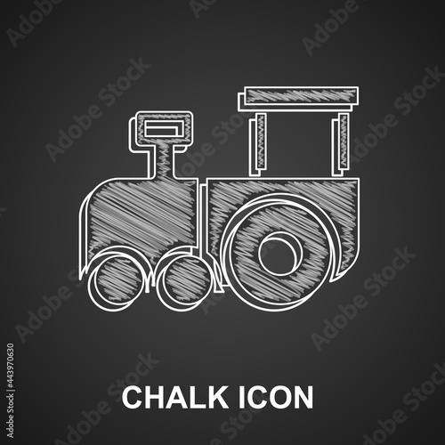 Chalk Toy train icon isolated on black background. Vector