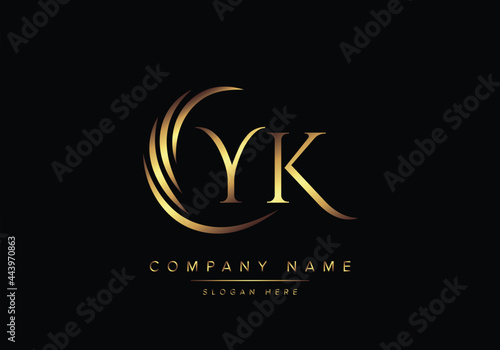 alphabet letters YK monogram logo, gold color elegant classical