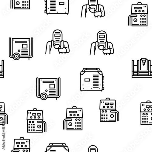 Welding Machine Tool Vector Seamless Pattern Thin Line Illustration