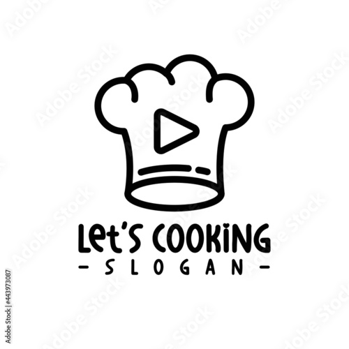 Learning cooking culinary food video education logo design