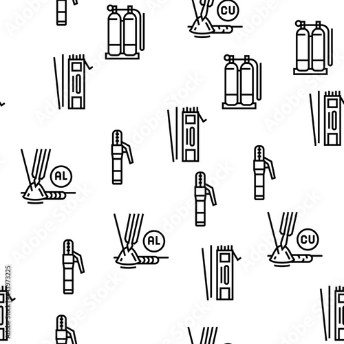 Welding Machine Tool Vector Seamless Pattern Thin Line Illustration