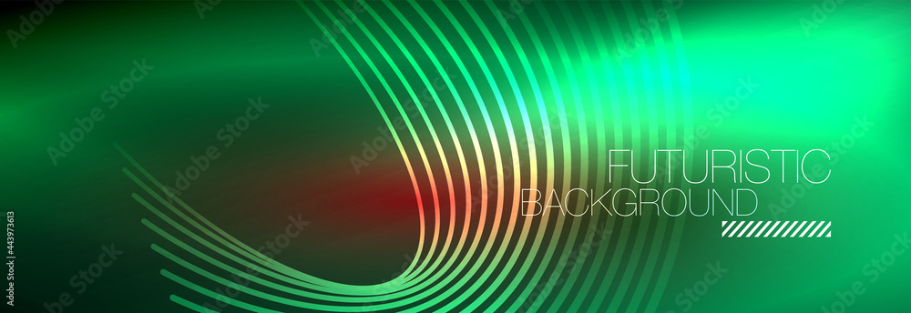 Dark abstract background with glowing neon circles. Trendy layout template for business or technology presentation, internet poster or web brochure cover, wallpaper Dark abstract background with glowing neon circles. Trendy layout template for business or technology presentation, internet poster or web brochure cover, wallpaper