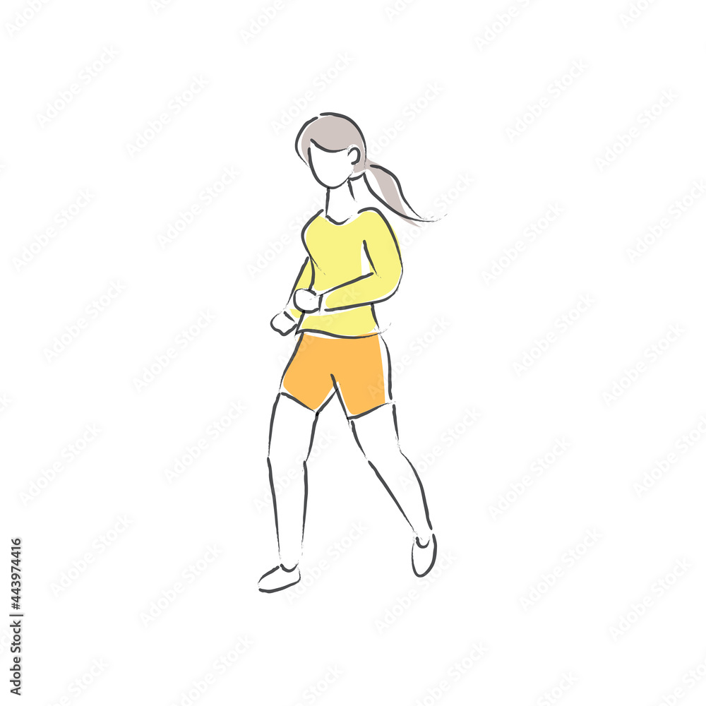 Obraz premium Running young woman illustration