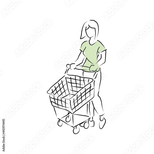 Vector illustration Women with shopping cart