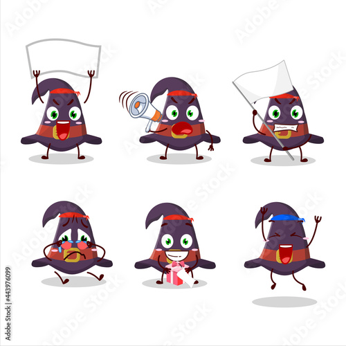 Mascot design style of witch hat character as an attractive supporter