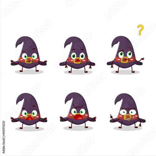 Cartoon character of witch hat with what expression