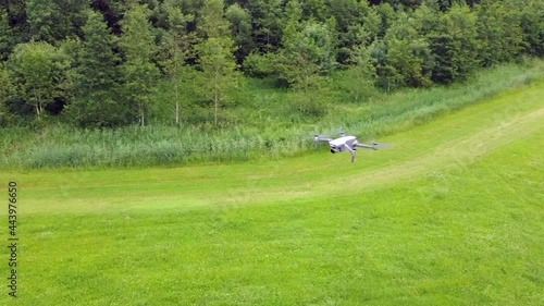 Flying around a hovering drone