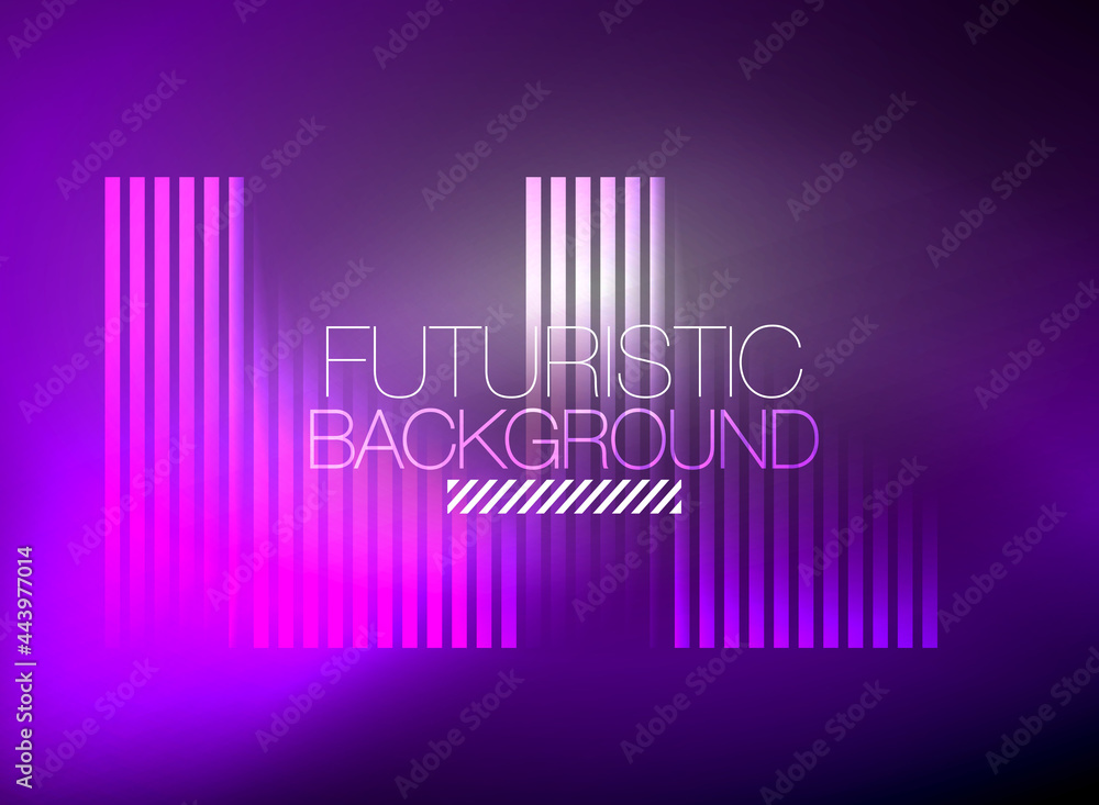Fototapeta premium Bright neon color techno abstract background, shiny glowing neon lines in the dark background