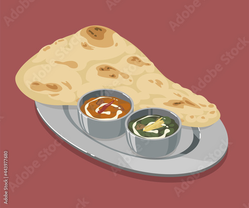 ナンとカレーのベクターイラスト素材