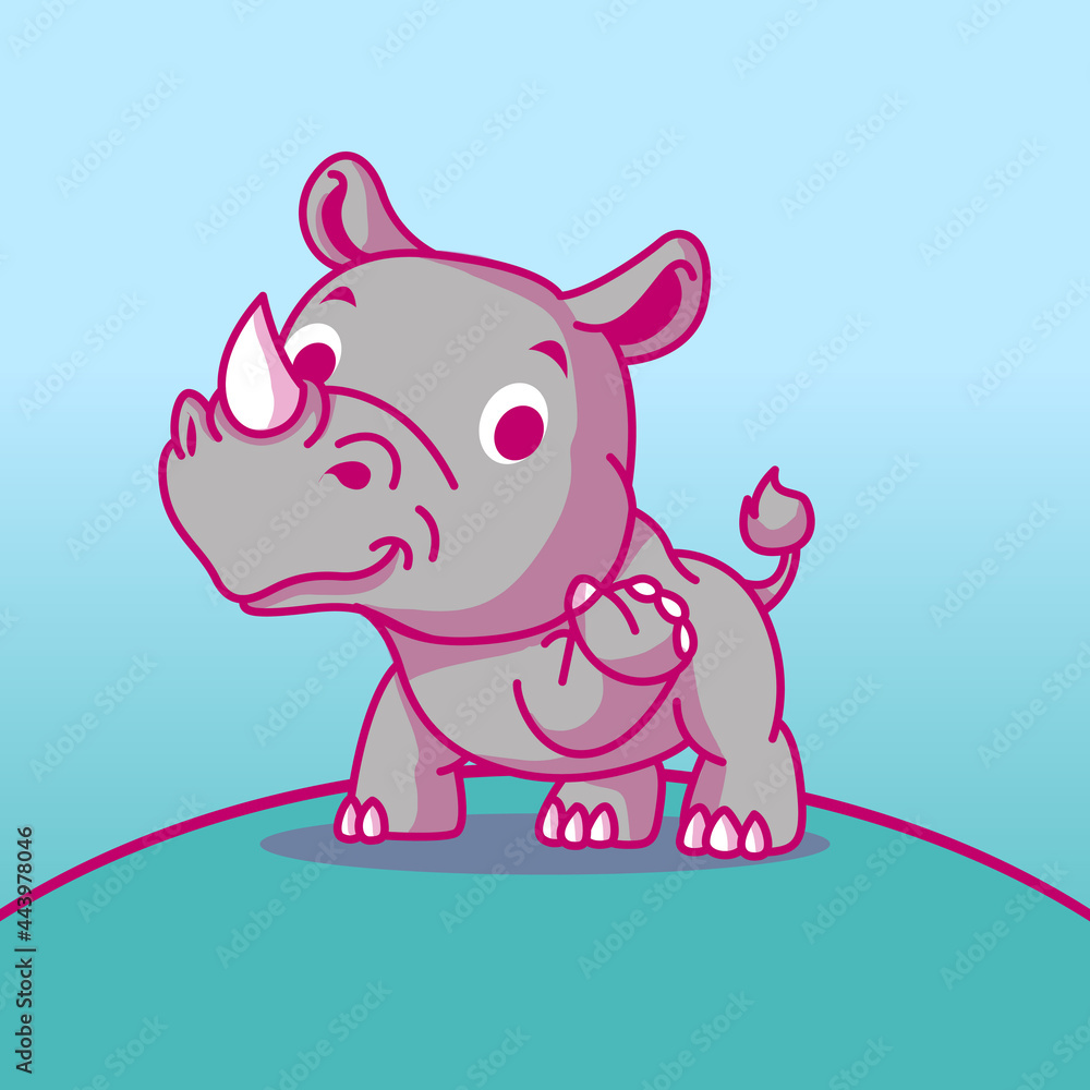 cute baby rhino cartoon for kids