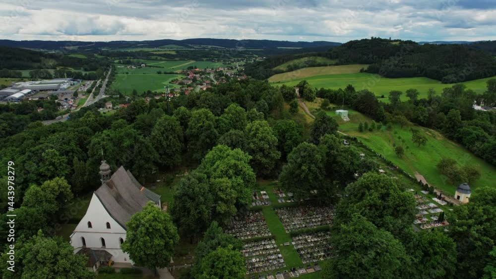 Flying over the scenic Stations of the Cross in Moravska Trebova, Czech Republic Flying over the scenic Stations of the Cross in Moravska Trebova, Czech Republic