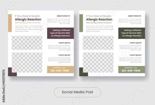 Covid 19 vaccine information social media post banner template set