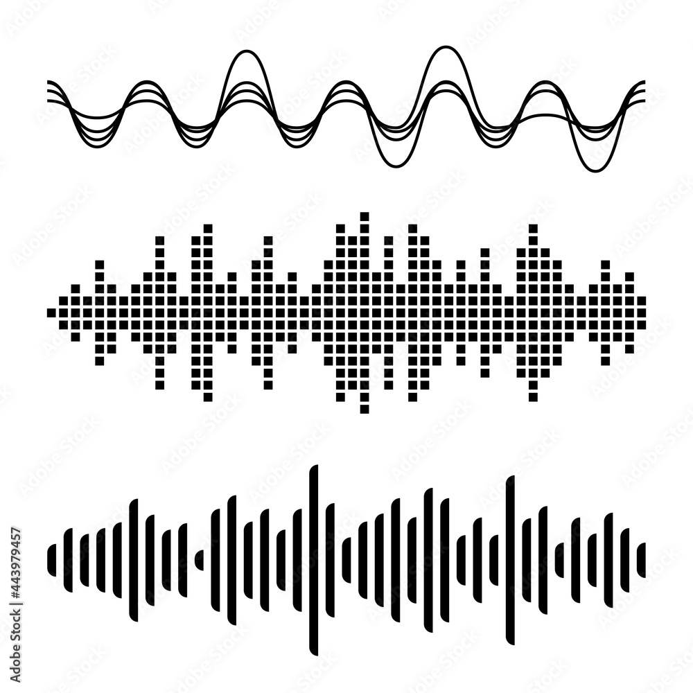 Abstract Digital Equalizers Set for Music App on White Backdrop Abstract Digital Equalizers Set for Music App on White Backdrop
