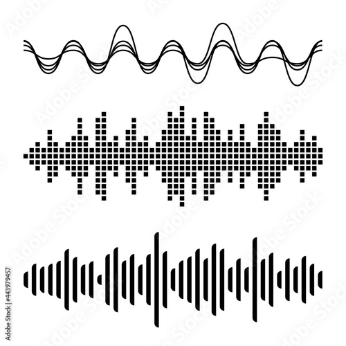 Abstract Digital Equalizers Set for Music App on White Backdrop