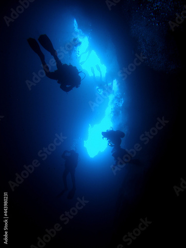 Cave diving in Lucice cave near Brac island, Croatia 