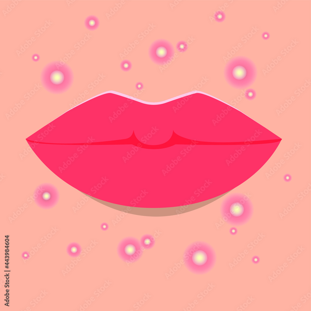 Acne, purulent inflammation on the skin around the lips. Vector illustration for flat cartoon design. Concept: health and care for problem skin, allergies, adolescence, puberty, hormonal disorders. Acne, purulent inflammation on the skin around the lips. Vector illustration for flat cartoon design. Concept: health and care for problem skin, allergies, adolescence, puberty, hormonal disorders.