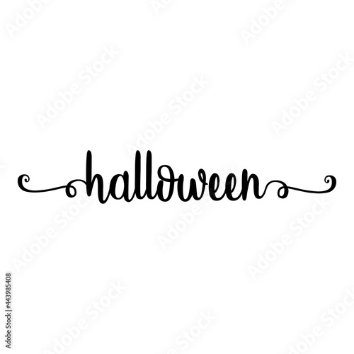 Banner con texto manuscrito halloween escrito a mano con florituras en color negro