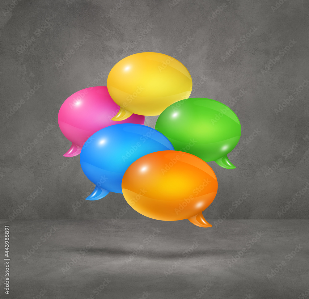 multicolor speech bubbles on grey square background multicolor speech bubbles on grey square background