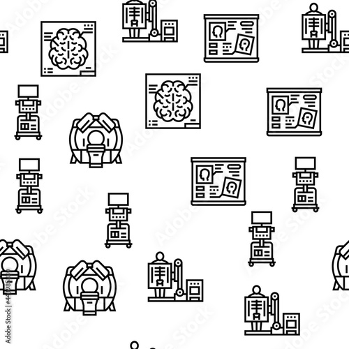 Radiology Equipment Vector Seamless Pattern Thin Line Illustration