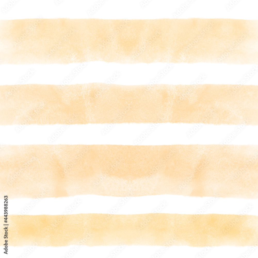 Horizontal yellow stripes a watercolor style, Digital illustration, Raster, Isolated on white background, Seamless pattern