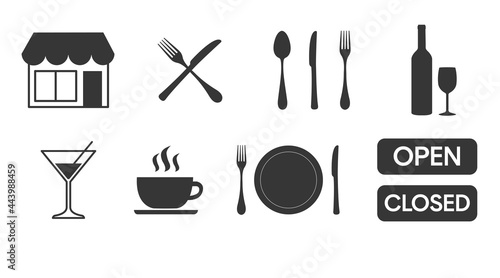 Cafe Icon Set. Vector isolated illustration of cafe related icons