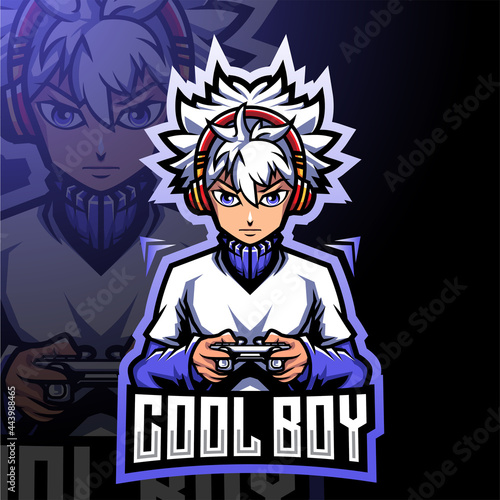 Cool boy gamer esport mascot logo design