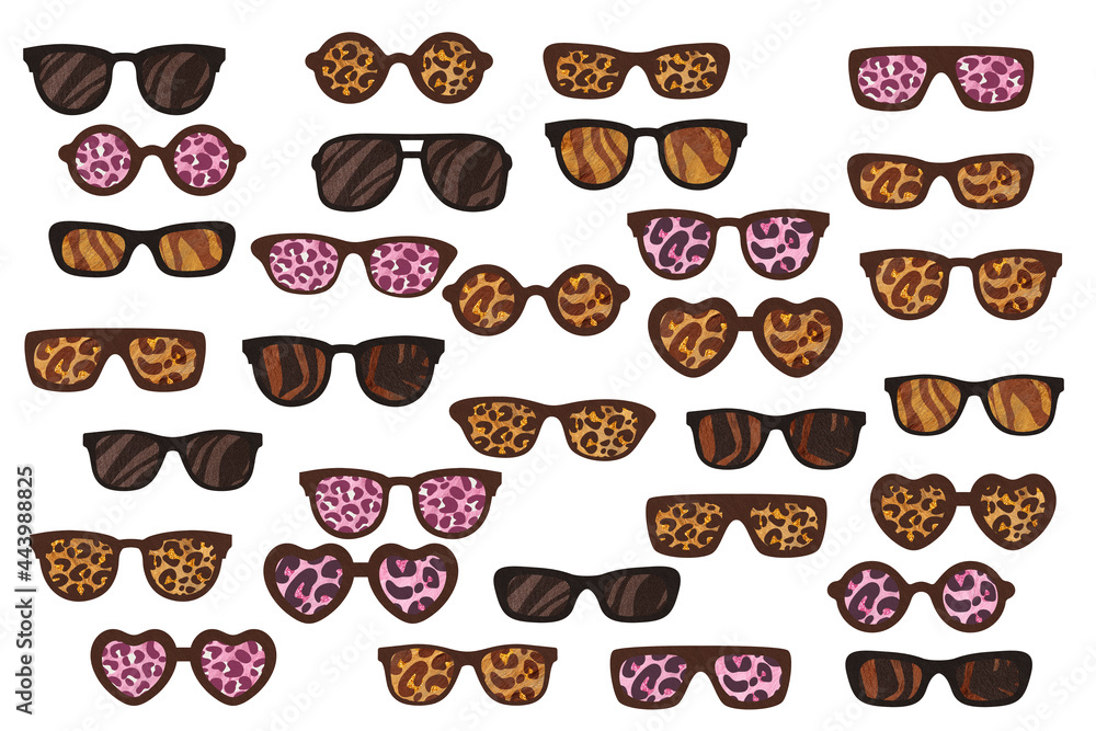 Sun- glasses different form. Safari set on white background Sun- glasses different form. Safari set on white background