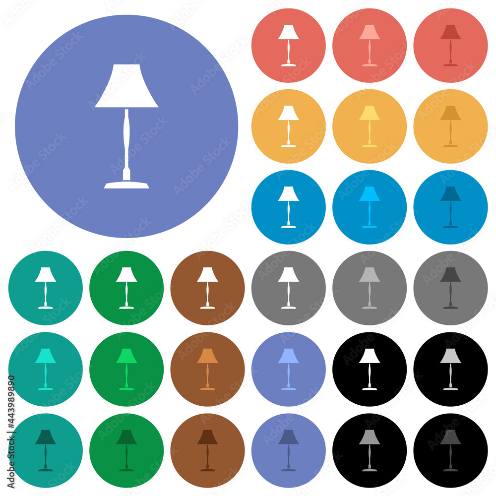 Standing lampshade round flat multi colored icons Standing lampshade round flat multi colored icons