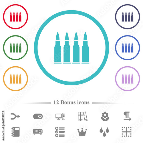Four bullets flat color icons in circle shape outlines