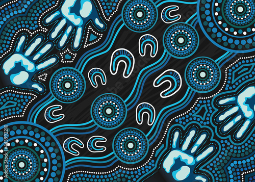 Blue aboriginal artwork design