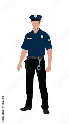 Fotografie, Obraz policeman in uniform, Police officer in standing pose vector illustration