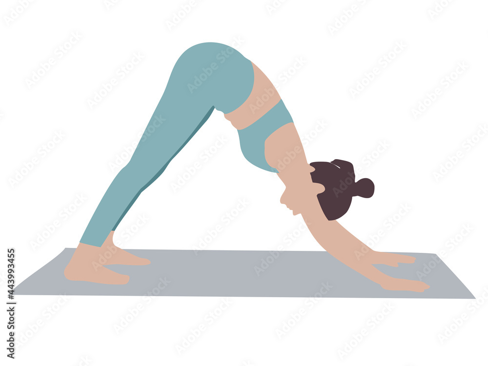 woman doing yoga, yoga Adho Mukha Svanasana pose to meditation, 
