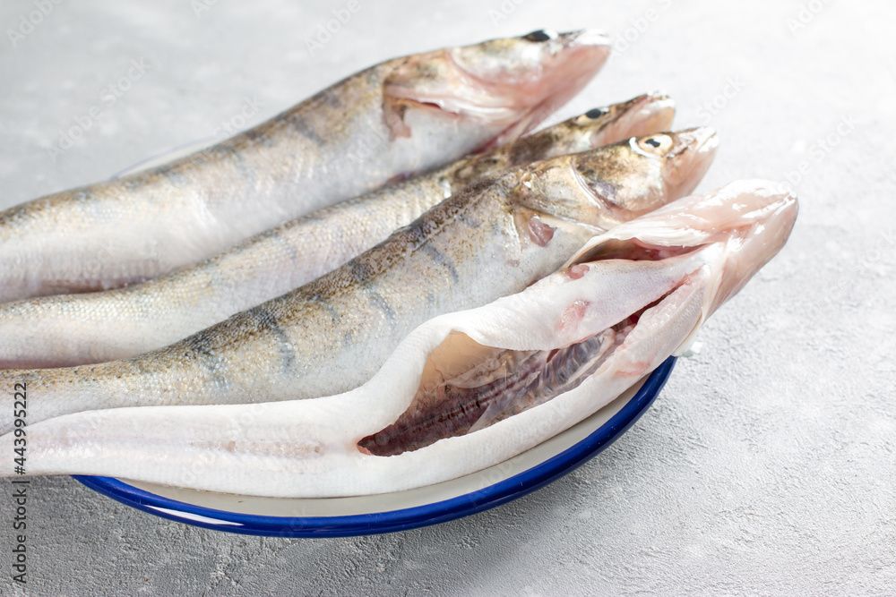 Fresh peeled fish ready to cook. Fresh pike perch Fresh peeled fish ready to cook. Fresh pike perch