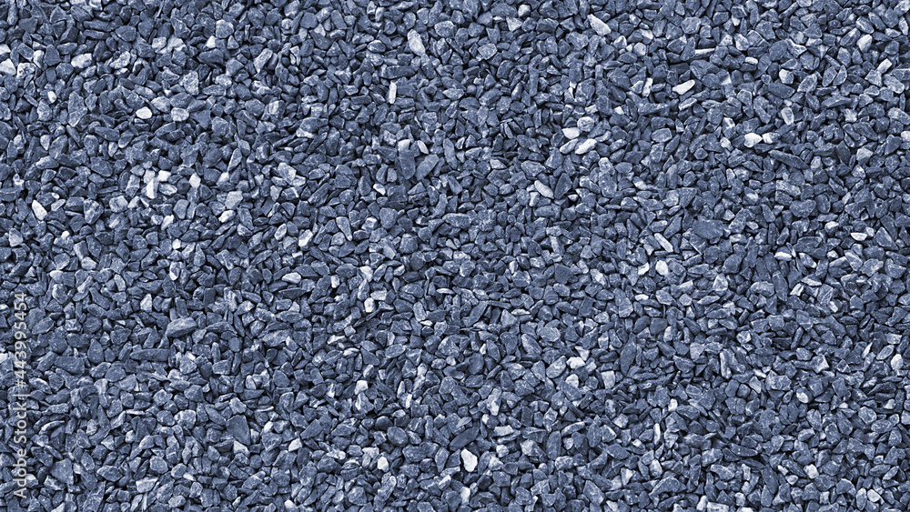 Granite gravel of macadam, Rock blue gray crushed for construction on the ground, Scree texture background