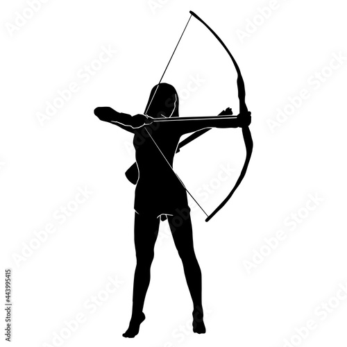 Carta da parati female archer action pose silhouette