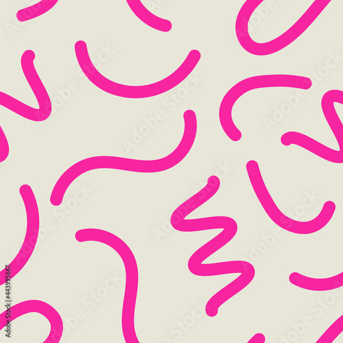 Squiggly wavy curvy line memphis style pattern seamless vector modern design
