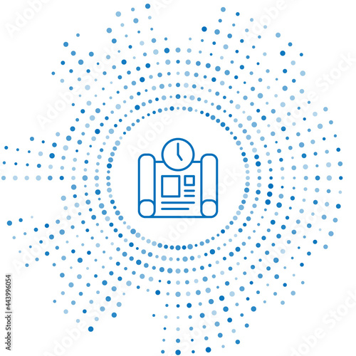 Blue line Business project time plan icon isolated on white background. Abstract circle random dots. Vector