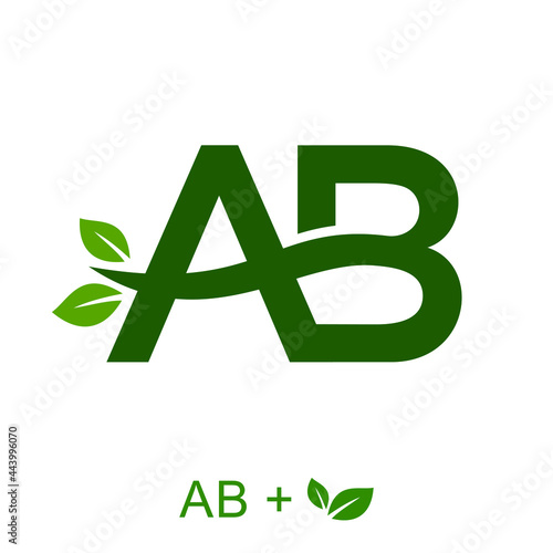 Letter AB with a leaf concept. Very suitable various business purposes also for symbol, logo, company name, brand name, personal name, icon and many more.