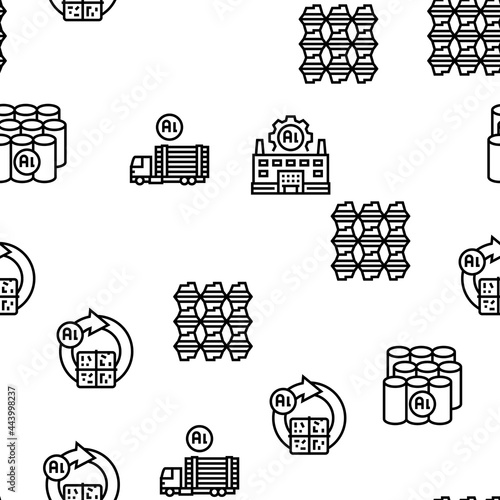 Aluminium Production Vector Seamless Pattern Thin Line Illustration