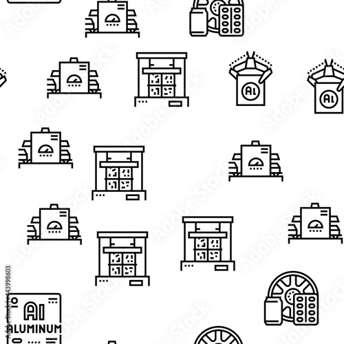 Aluminium Production Vector Seamless Pattern Thin Line Illustration