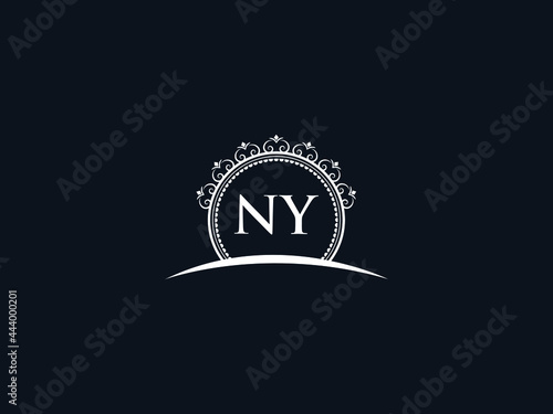 Luxury NY Letter, initial Black ny Logo Icon Vector For Hotel Heraldic Jewelry Fashion Royalty With Brand Identity and Print Template Image